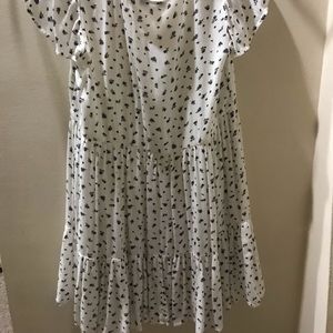 White with blue flower dress